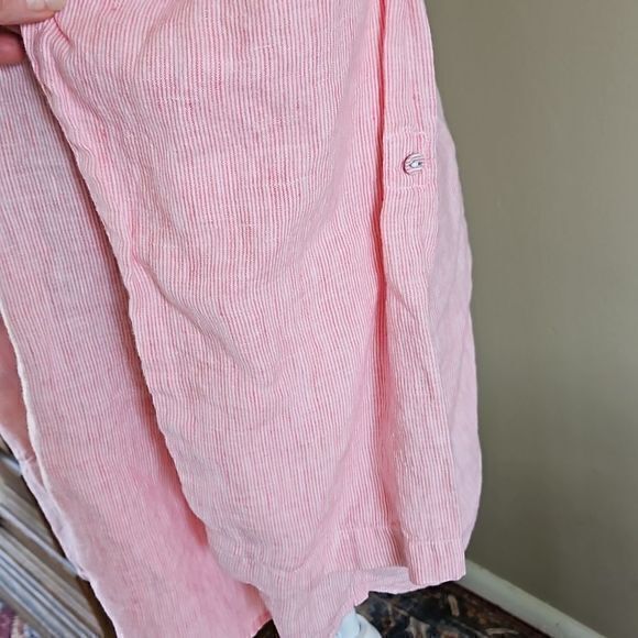 Chico's Striped Linen 3/4 Sleeve‎ Button Down with Button Up Cuffs Sz 2 - Picture 8 of 16